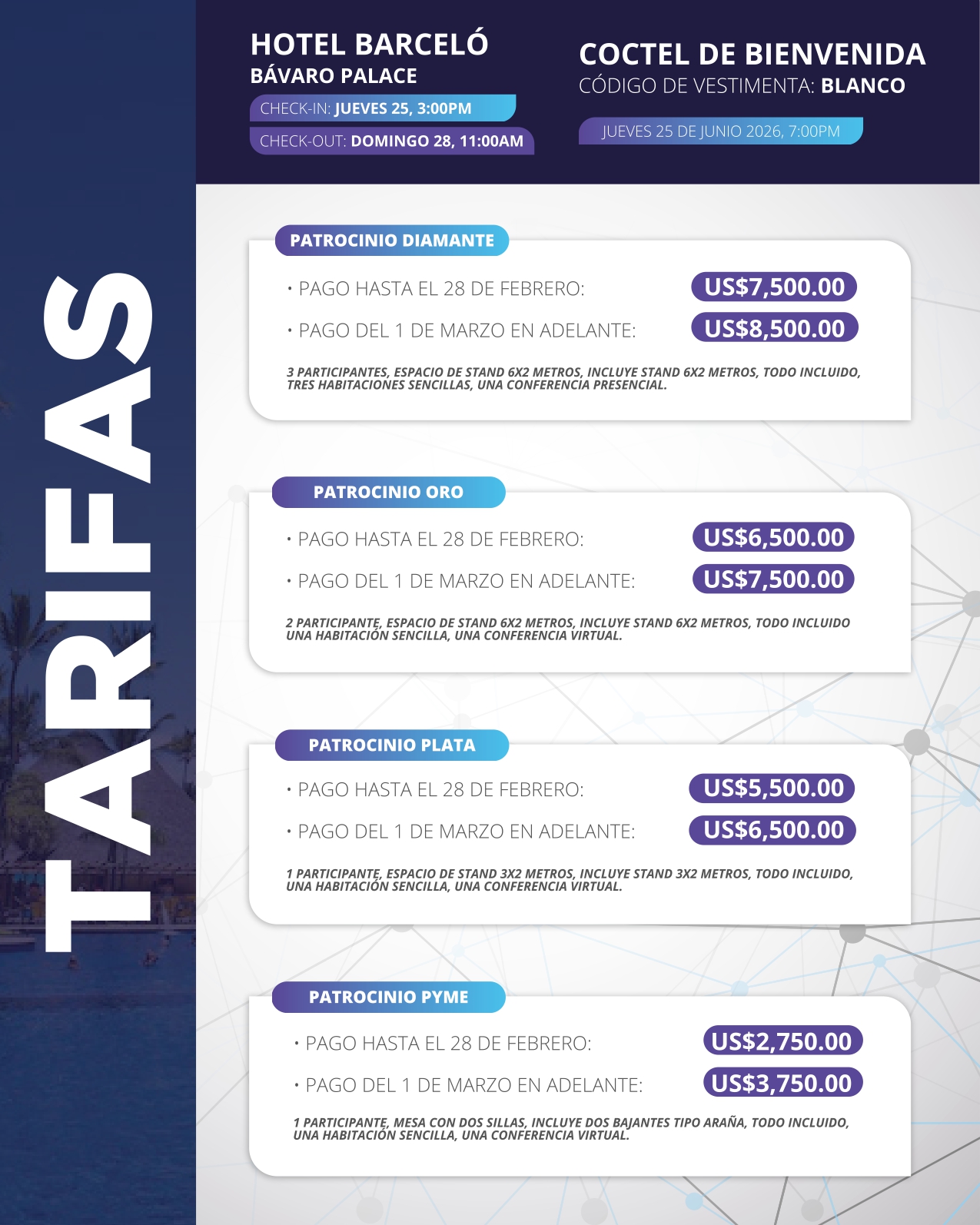 Tarifas patrocinadores CuanticaIA 2026